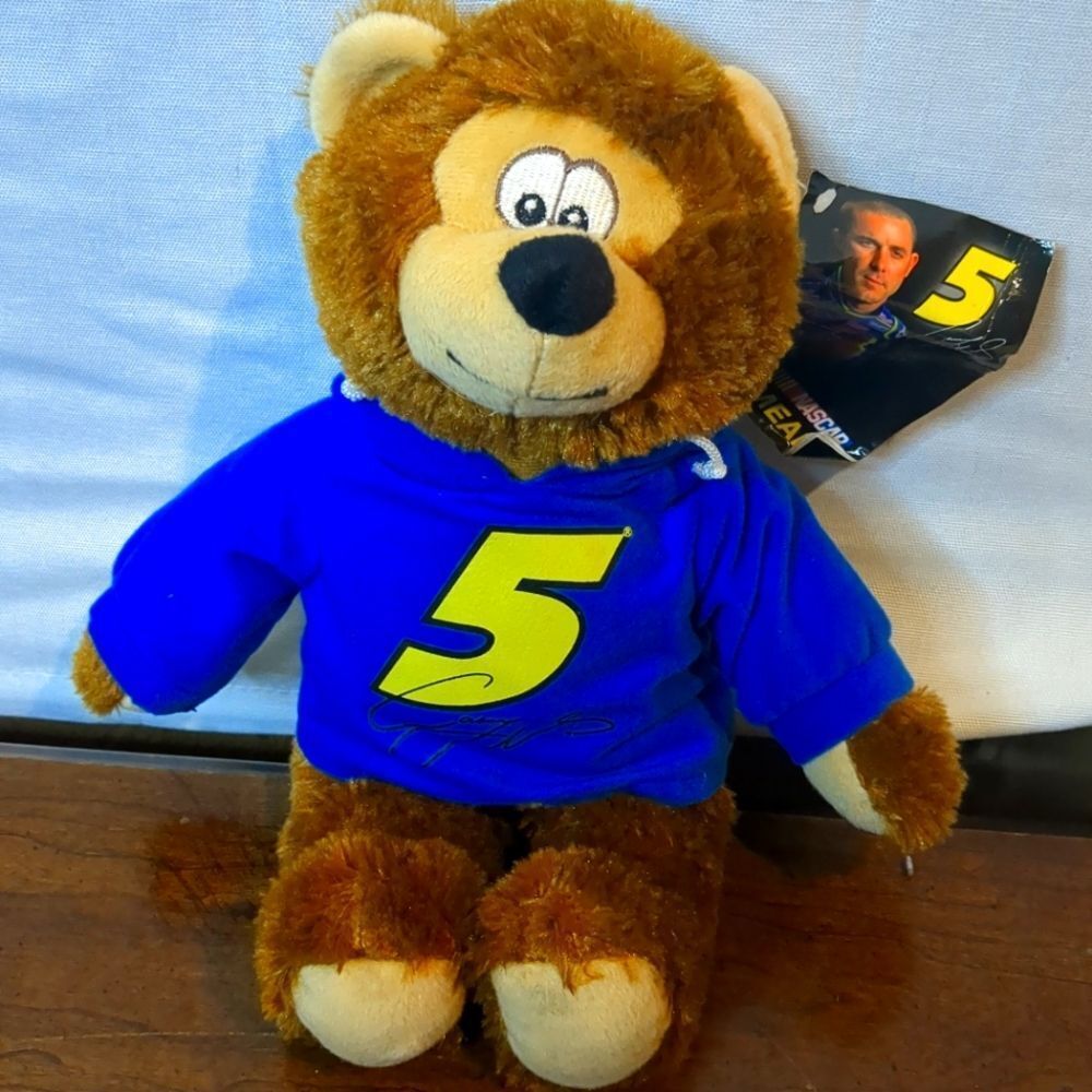 Casey Mears #5 NASCAR Plush Teddy Bear Blue Hoodie Stuffed Animal w/ Tags